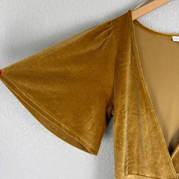 Baltic Born Meghan Gold Velvet Short Sleeve Maxi Full Wrap Dress XS Golden Hour - Picture 3 of 10